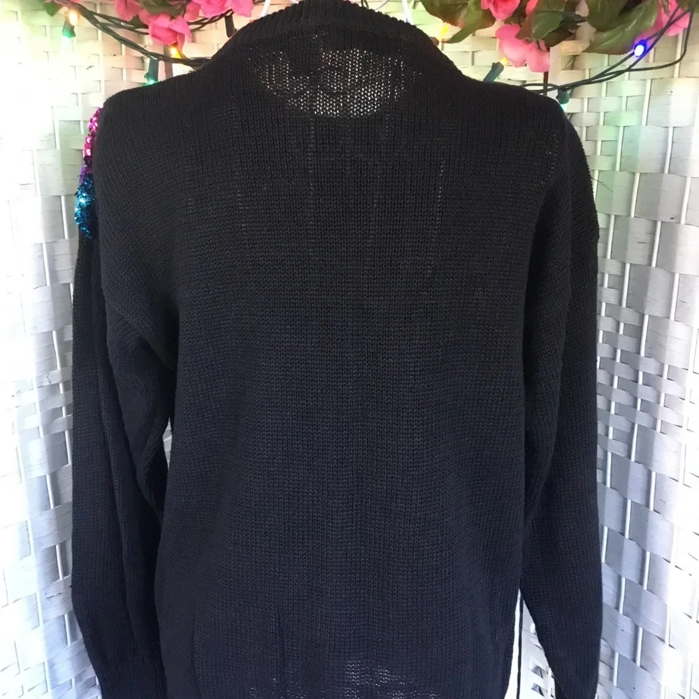 🌸 See New Listing 🌺  Sequin Sweater Vintage  Holiday Bead Oversize S  Small - Picture 7 of 14